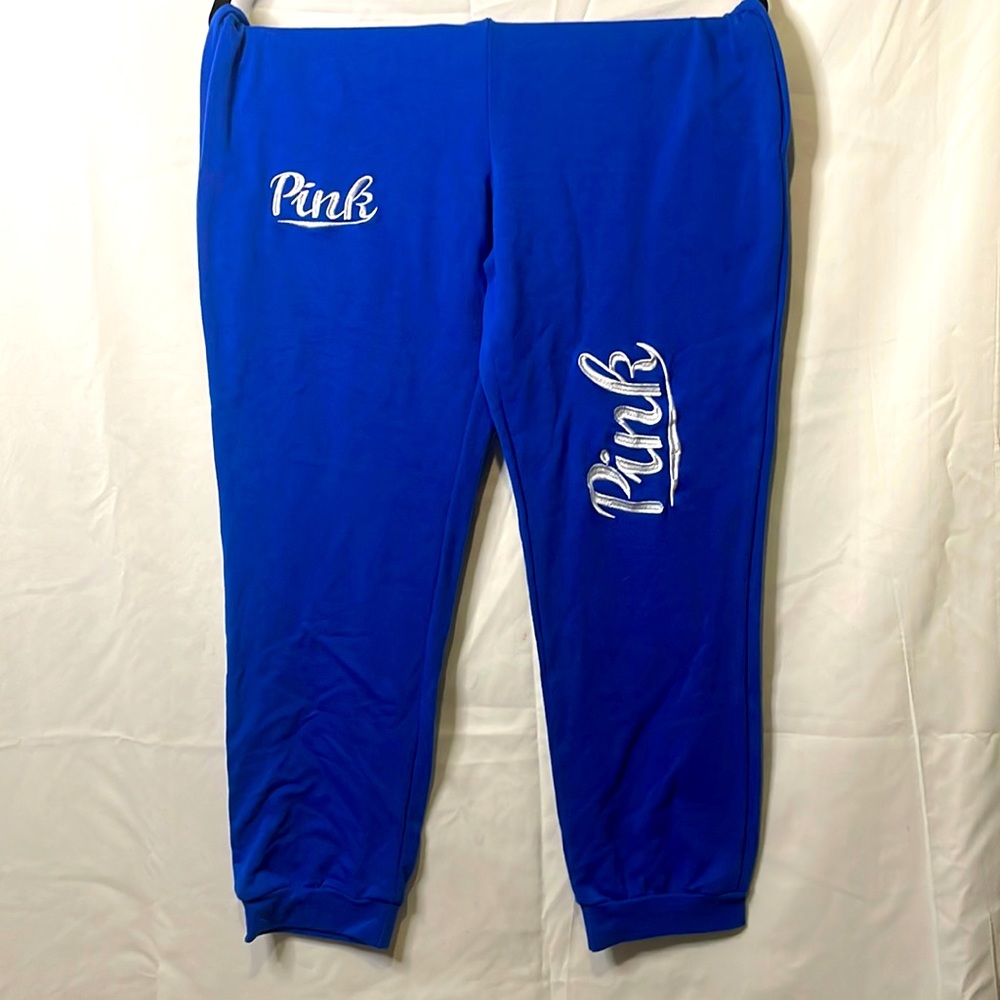 Pink, blue sweatpants, say 2X but fit more like an XL NWOT